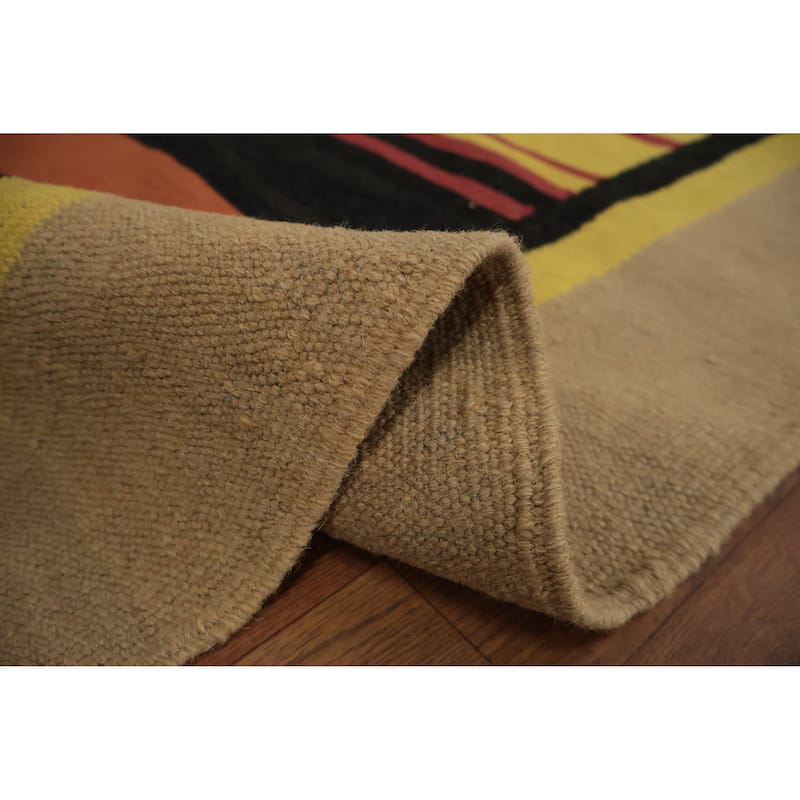 Hand Woven Oriental 100% Wool Carpet Southwestern Modern Multi-Colored Kilim Area Rug - 11' 8'' X 8' 10''