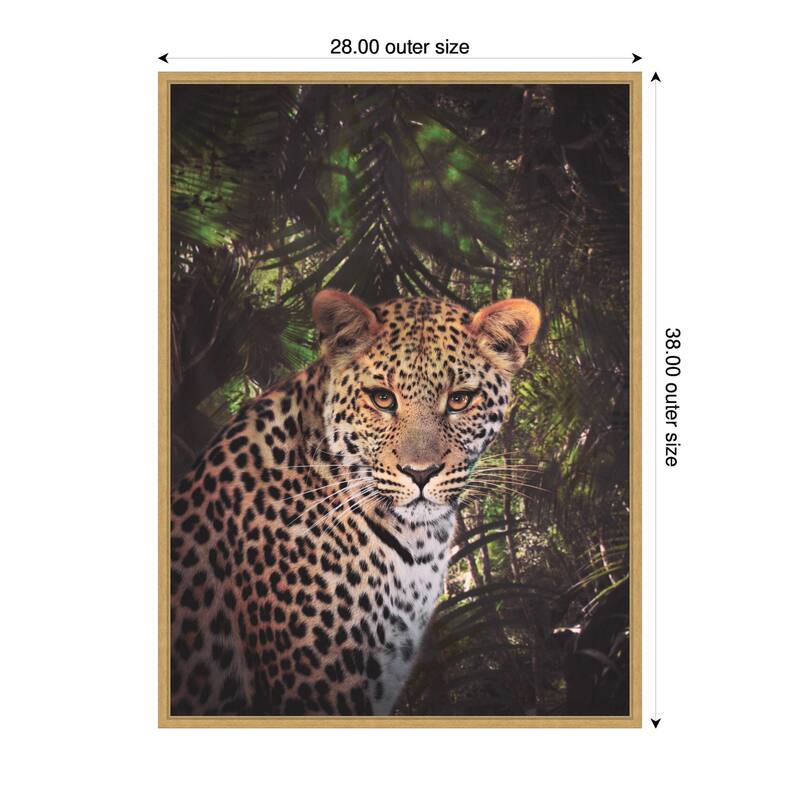 Kate and Laurel Sylvie Moody Leopard In The Rainforest Color Framed Canvas by Simon Te of Tai Prints