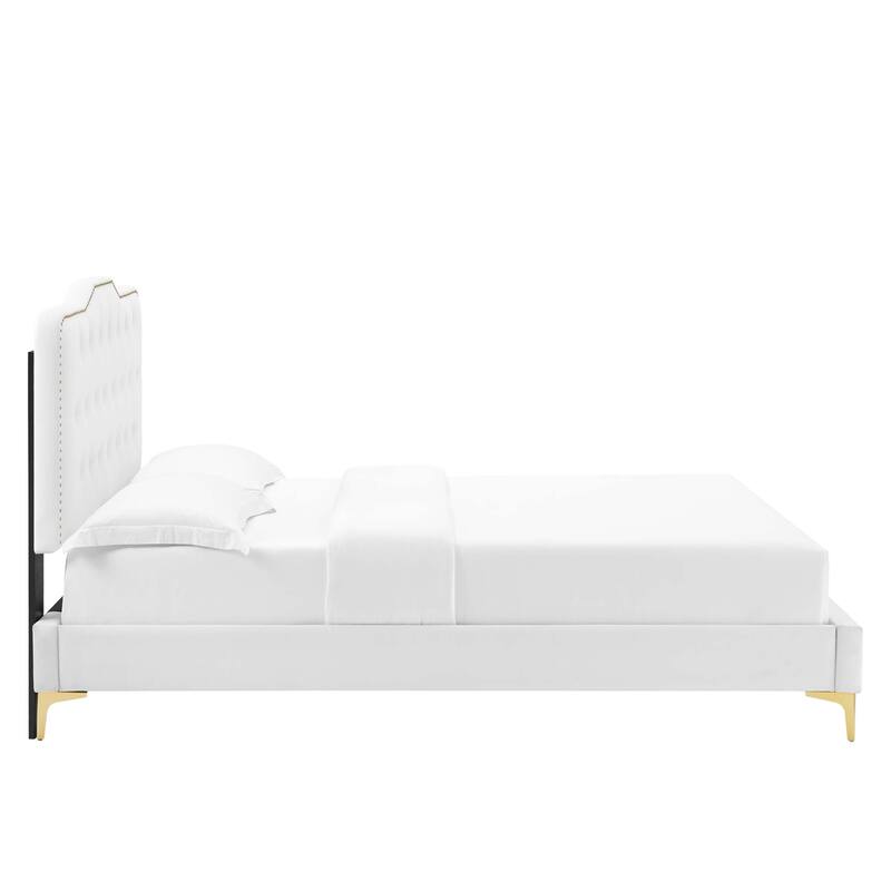 Amber Performance Velvet Queen Platform Bed