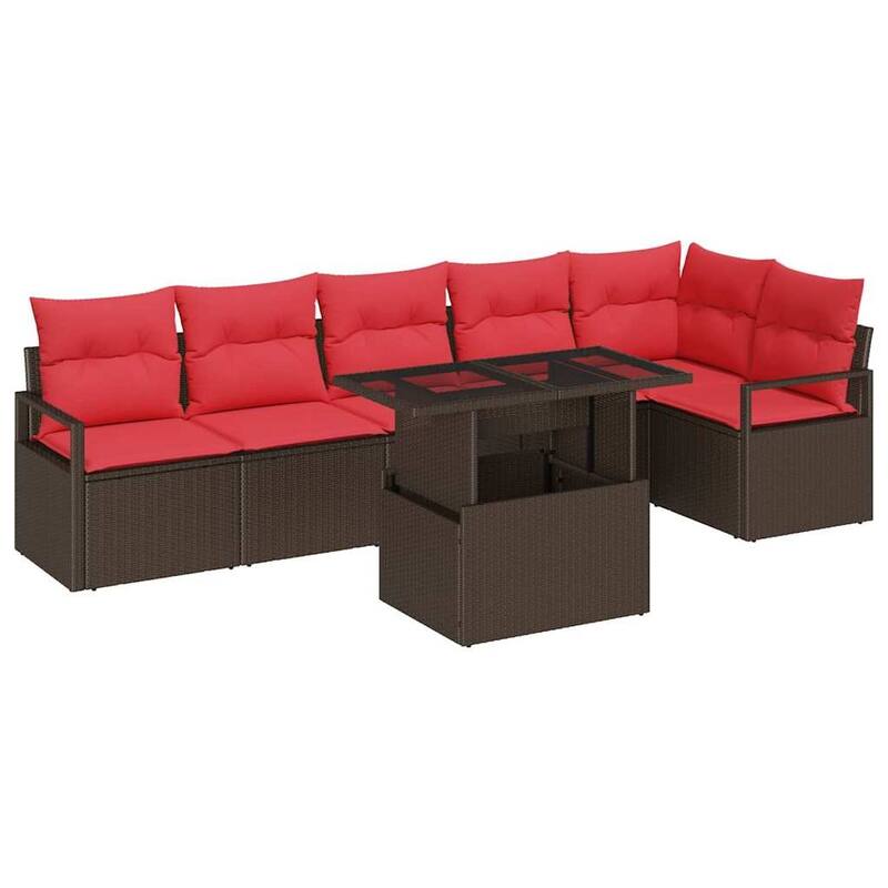 vidaXL 7 Piece Garden Sofa Set with Cushions - 113×48×27.2