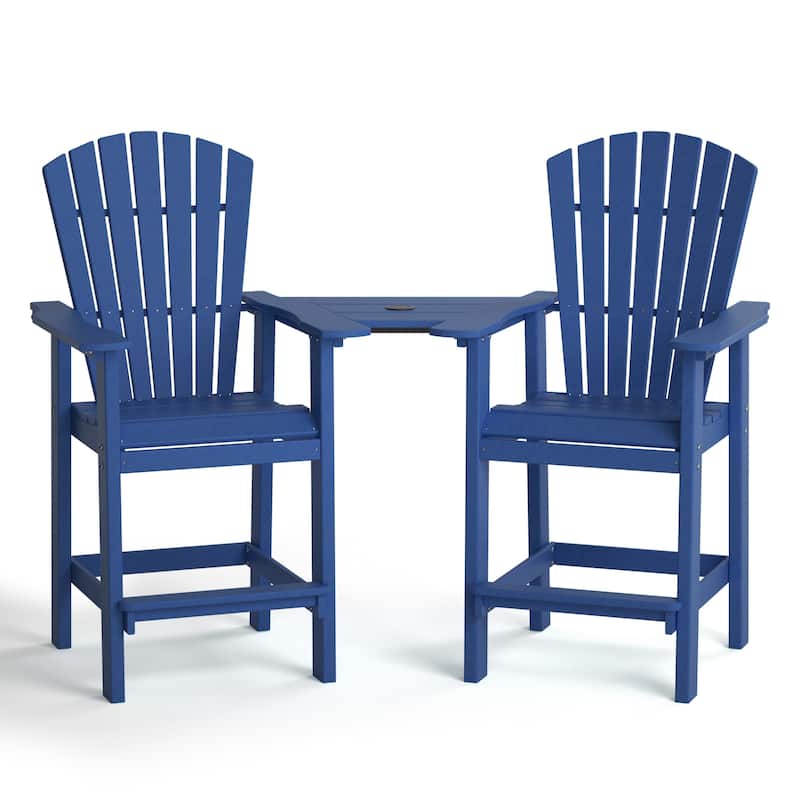 Modern Outdoor Bar Stools Set of 2 or 4 - with Ergonomic Adirondack Design, Durable HDPE Construction & Weather-Resistant