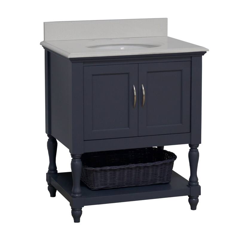 KitchenBathCollection Beverly 30" Bathroom Vanity with Quartz Top