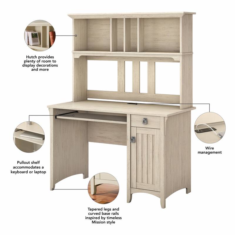 Bush Furniture Salinas Small Computer Desk with Storage Hutch