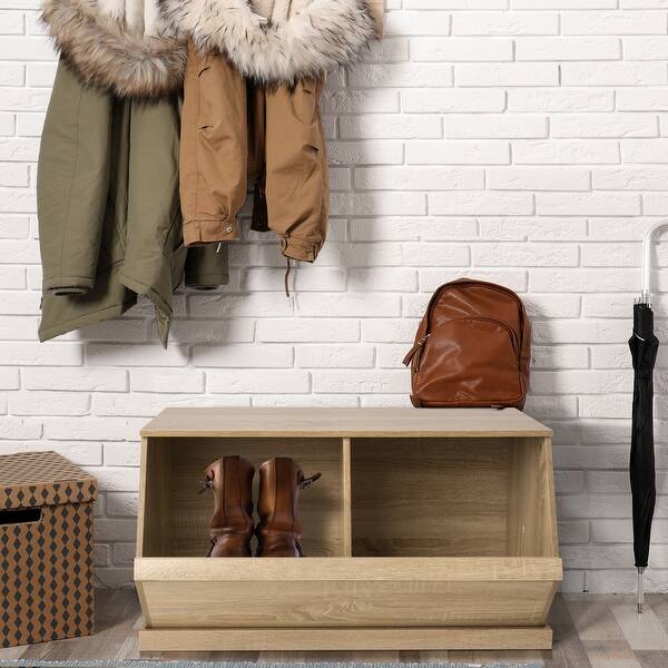 American Art Decor Oak Shoe Rack Bench Storage Unit Bed Bath & Beyond