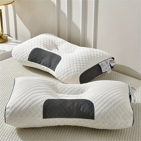 Cervical Pillow for Neck, Shoulder, & Back Pain Relief-Ergonomic Orthopedic Contour Pillow for Back and Side Sleep - Set of 2
