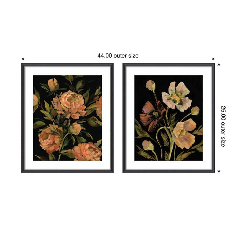 Kate and Laurel Moody Floral 3 & 5 2 Piece Framed Wall Art Print Set by Annie Quigley