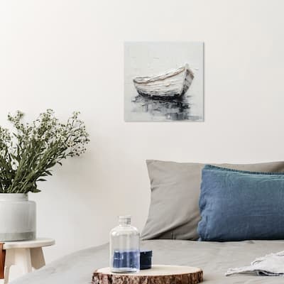 Wynwood Studio Canvas Transportation Lets go fishing White and Light Gray Nautical & Coastal Wall Art Canvas Print