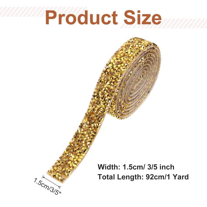 Crystal Rhinestone Sticker Ribbon - Gold Yellow - 3/5 Inch