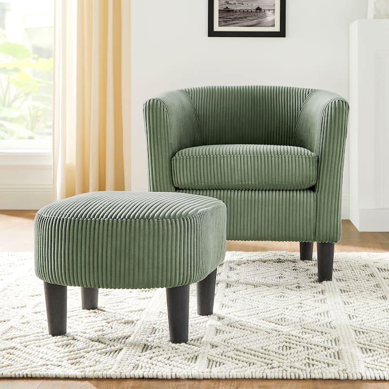 26.38" Corduroy Arm Chair with Ottoman