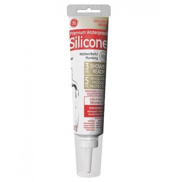 GE Silicone II GE281 Kitchen & Bath Sealant, White, 2.8 Oz