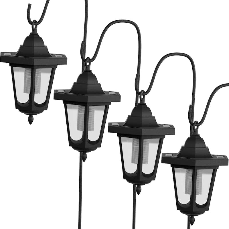 Pure Garden Hanging Solar Coach Lights with Hanging Hooks