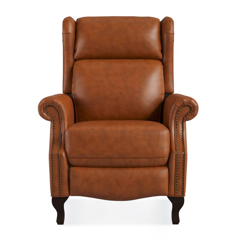 Push Back Genuine Leather Recliner Chair,Modern Recliner Sofa With Adjustable Backrest And Single Chair For Living Room