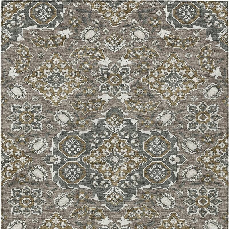 HomeRoots Medallion Traditional Rectangle Outdoor Rug