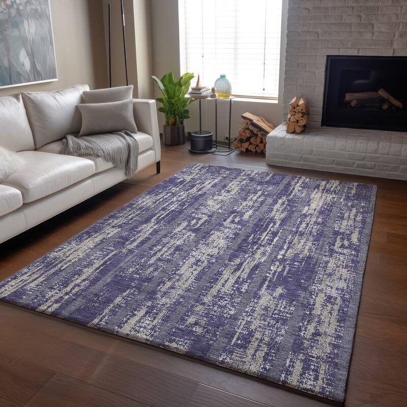 Premium Washable Super Soft Stripe Abrash Mayfield Rug