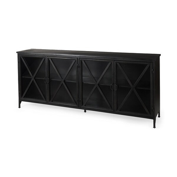 Poppy I 79x16 Black Metal With Glass Door Sideboard - 79.0L x 16.0W x 33.0H. Opens flyout.