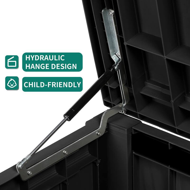 120 Gallon Outdoor Storage Deck Box, Large Resin Patio Storage for Outdoor Pillows, Garden Tools, Waterproof, Lockable