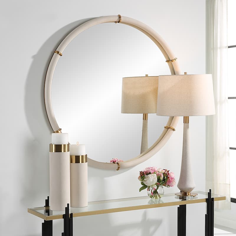 Uttermost Cyprus White Round Mirror - 43"W x 43"H x 2.75"D