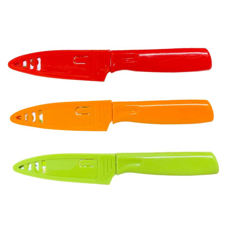 DURA LIVING Artistic Edge 3-Piece Non-Stick Paring Knives Set with Blade Guards