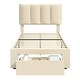 preview thumbnail 107 of 123, Javlergo Bed Frame with Storage Drawers Upholstered Platform Bed Frame with Adjustable Headboard