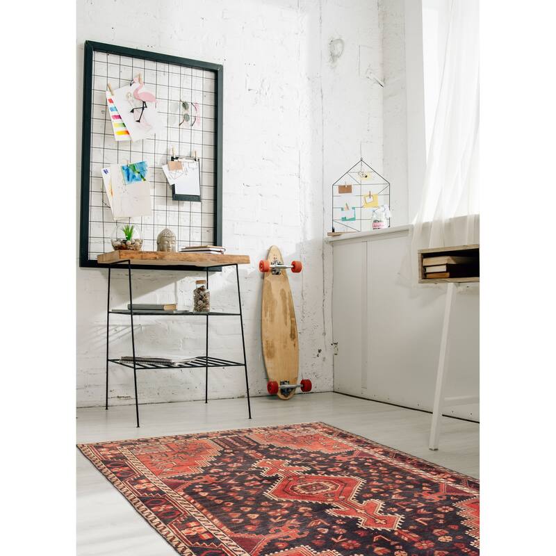 ECARPETGALLERY Hand-knotted Anadol Black, Red Wool Rug - 4'5 x 7'3