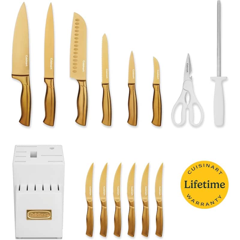 Cuisinart Professional 15pc Cutlery Block Knife Set, Steel Blades , Lightweight, Stainless Steel, Durable & Dishwasher Safe