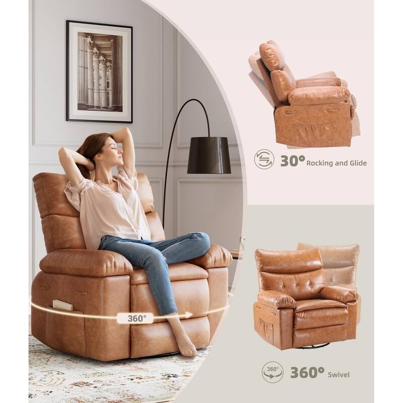 360° Swivel Oversized Recliner Chairs with Heat and Massage - Lazy Recliner Chair