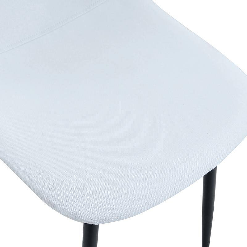 Set of 4 Modern Dining Chairs - Breathable Linen-Cotton Upholstery & Sturdy Integrated Metal Legs