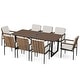 preview thumbnail 3 of 7, PureCane 9-Piece Aluminum Outdoor Dining Set with Wooden Table Top, Wicker Chairs and Cushions