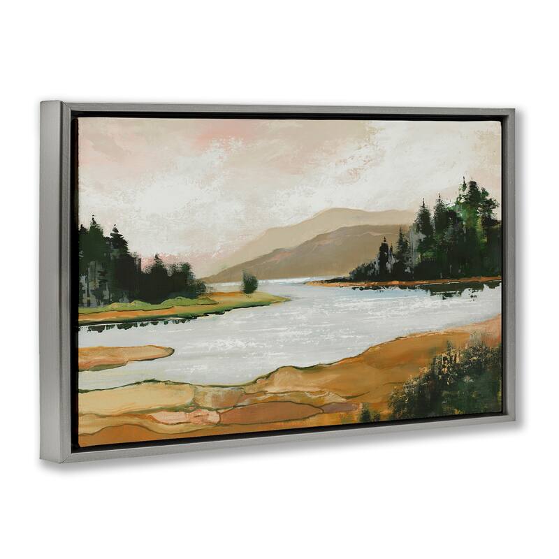 Stupell Relaxing Valley Lake Framed Floater Canvas Wall Art Design By Max Maxx