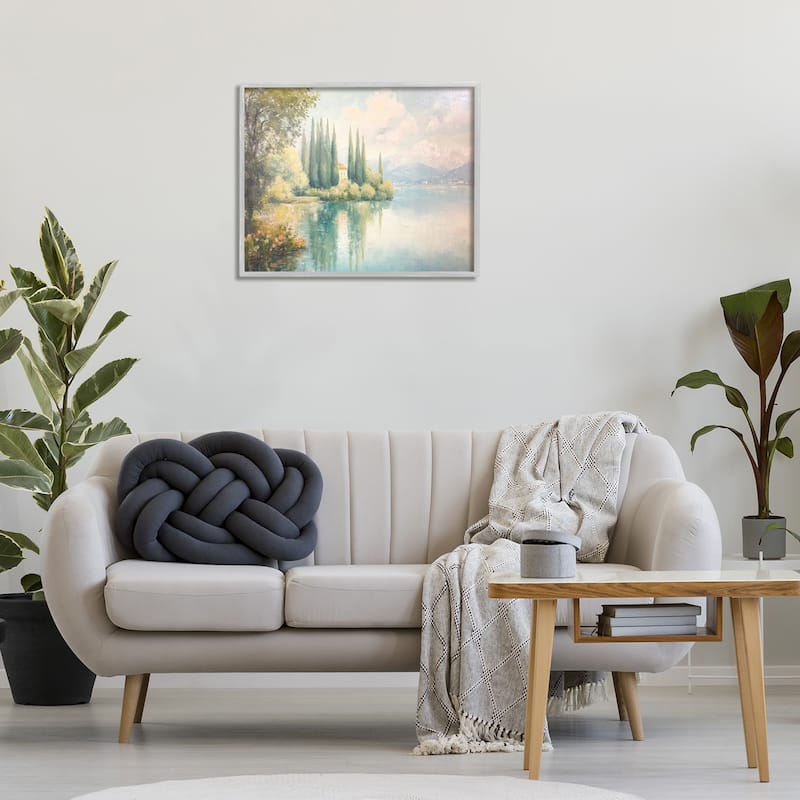 Stupell Lakeside Mansion View Framed Giclee Art Design By Petal Prints Design