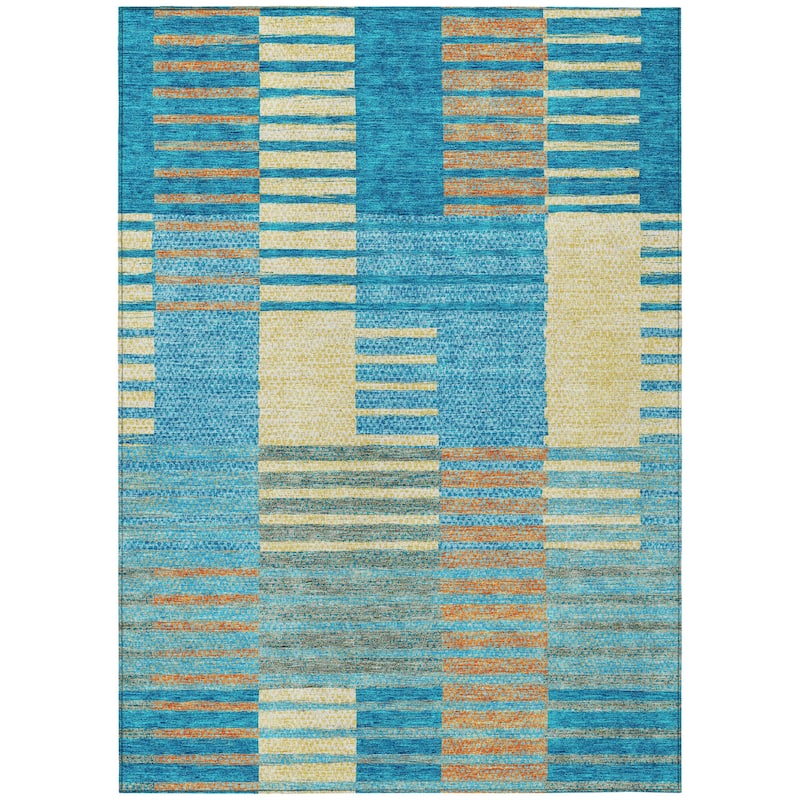 HomeRoots Striped Modern Rectangle Outdoor Rug