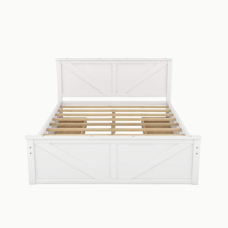 Wooden Platform Bed with Four Drawers