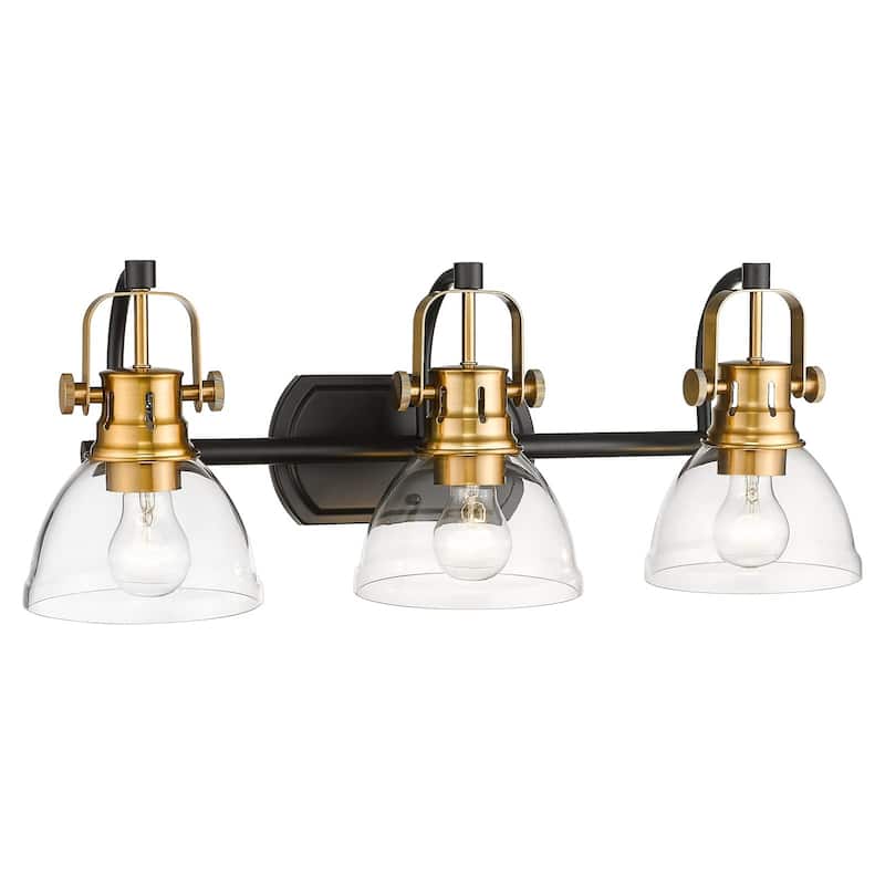 3-Light 4-Light Industrial Bathroom Vanity Light with Clear Glass - 3-light - Black and Gold