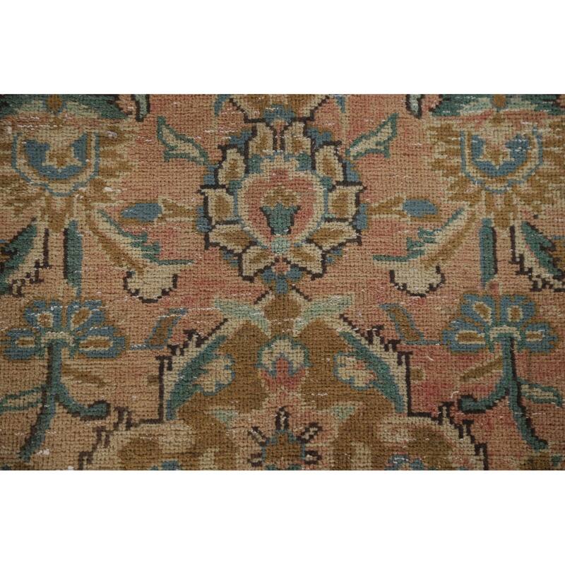 Hand Knotted Oriental 100% Wool Carpet Traditional Floral Pink Kashan Area Rug - 13' 1'' X 9' 8''