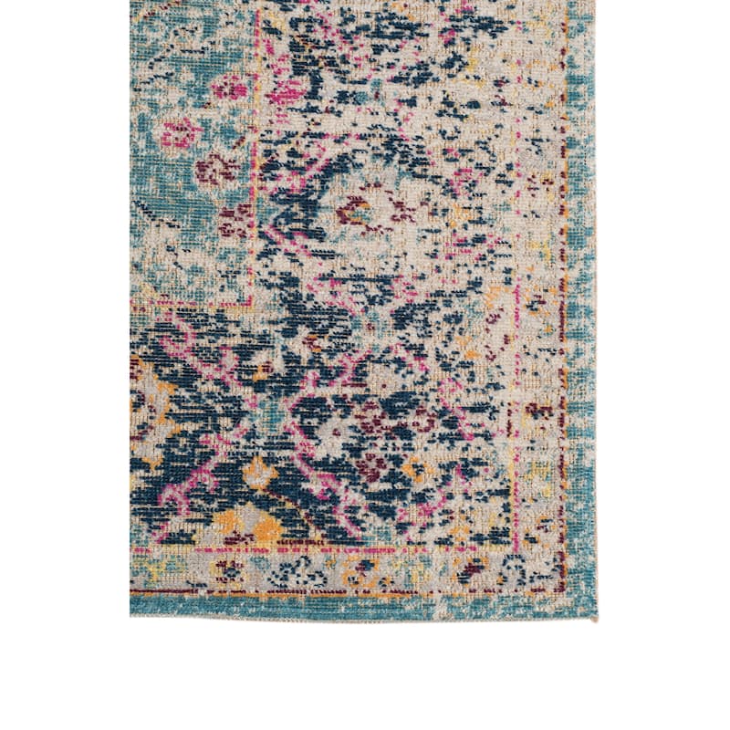 Ethereal Kimi Vintage Floral Turqouise Area Rug