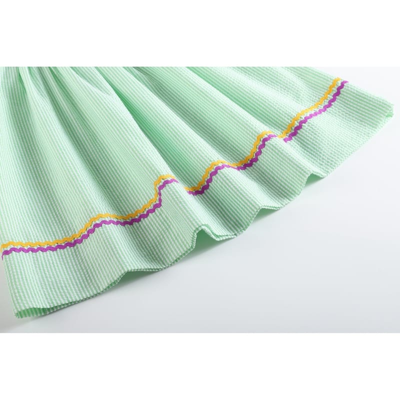 Lil Cactus Green and Purple Mardi Gras Smocked Bishop Dress