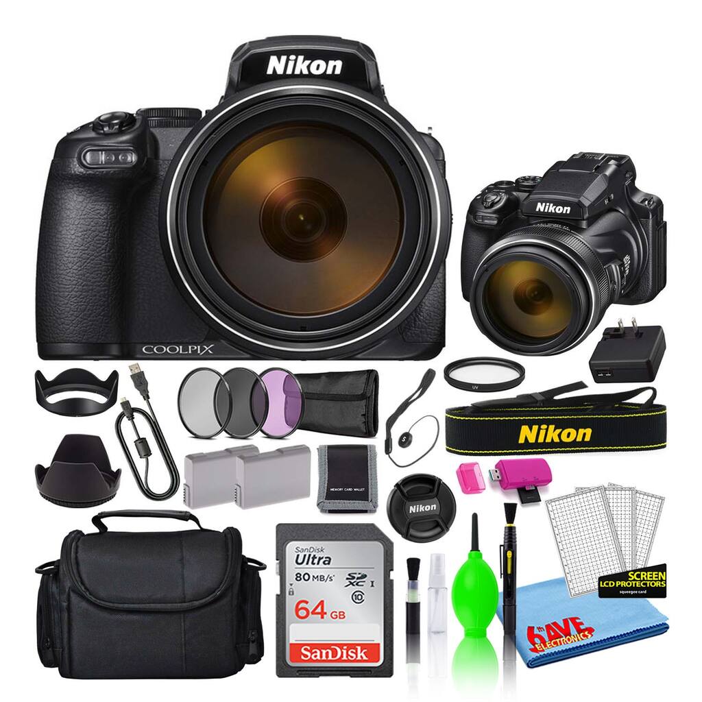 Nikon COOLPIX P1000 125x Zoom Digital Camera (26522) 64GB SD Card