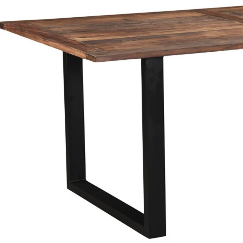 HomeRoots 78" Dark Brown And Black Solid Wood Sled Base Dining Table