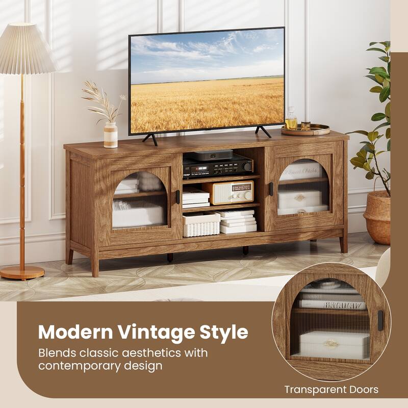 Gymax Farmhouse TV Stand for TVs up to 65'' Modern Vintage TV Cabinet
