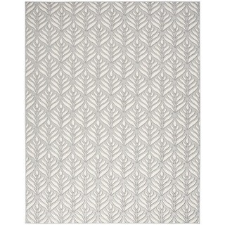 9' X 12' Grey Floral Stain Resistant Non Skid Area Rug - 3'6