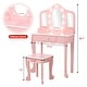preview thumbnail 3 of 8, Kids' Vanity Set with 3 Mirrors and Light, Makeup Table and Stool