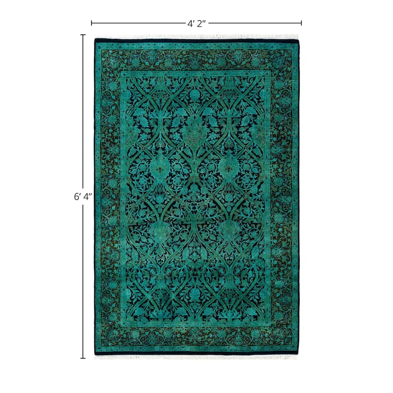 Overdyed, One-of-a-Kind Hand-Knotted Area Rug - Blue - 4' 2" x 6' 4"