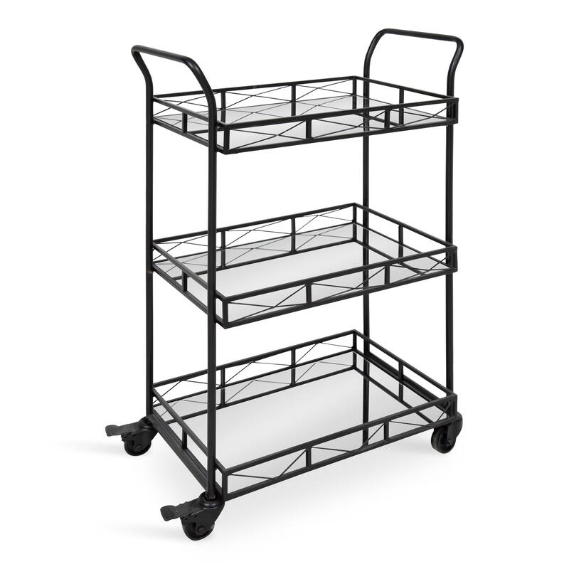 Kate and Laurel Ketia Metal and Glass 3-tiered Tray Bar Cart