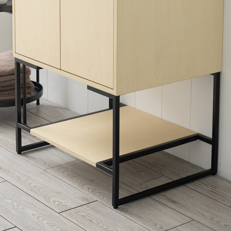 Freestanding Bathroom Vanity Set with Open Shelf & Acrylic Sink