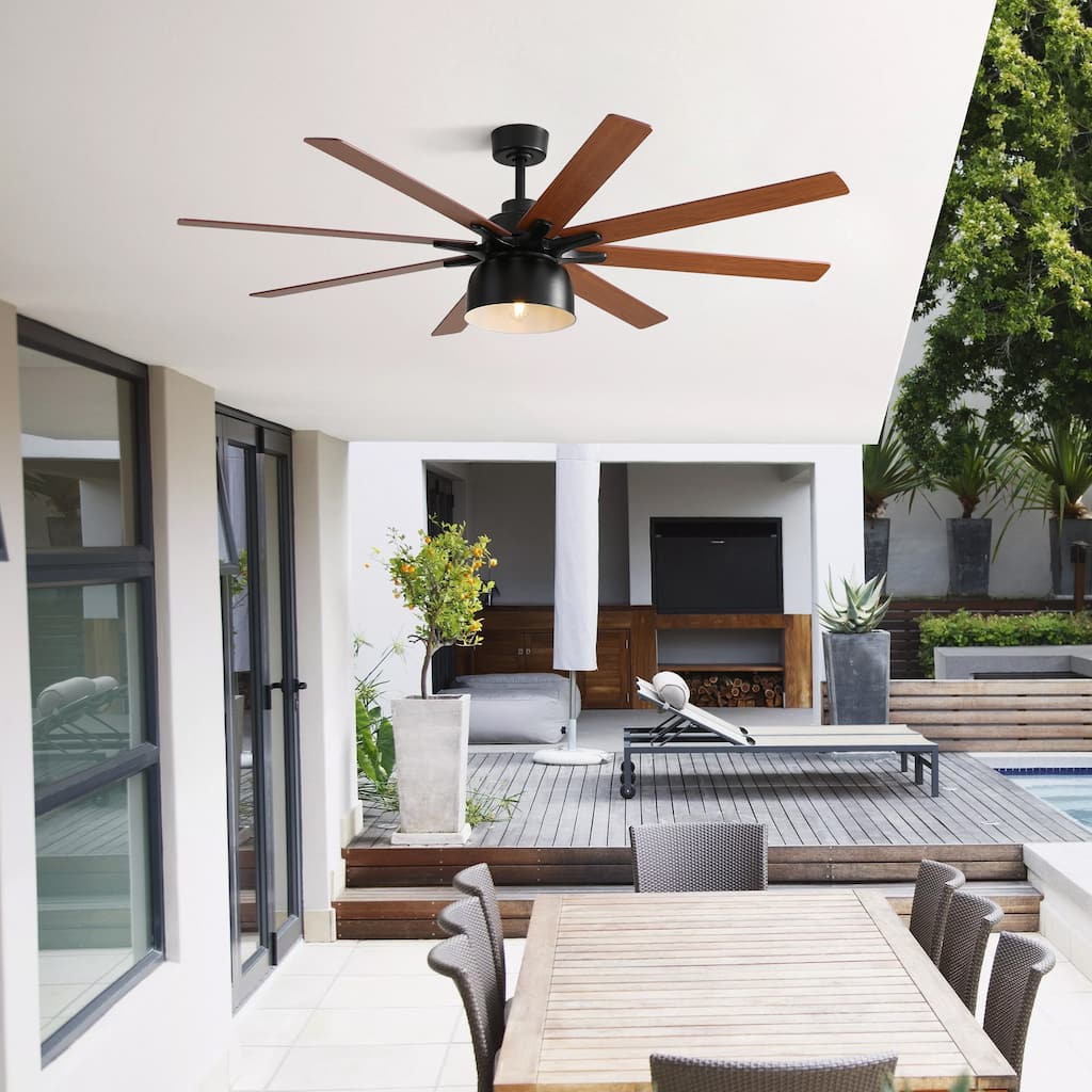 Remote Control Two-Color Blade Ceiling Fan Light with Quiet Reversible Motor & 6-Speed Adjustable Wind Speed