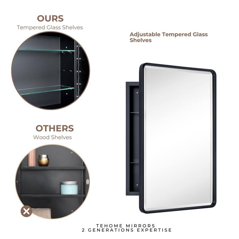 TEHOME Eldee Rectangle Metal Framed Bathroom Medicine Cabinet