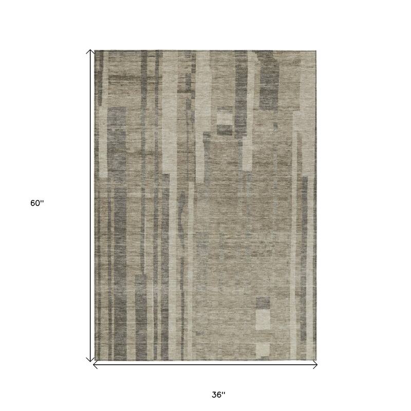 HomeRoots Striped Transitional Rectangle Outdoor Rug