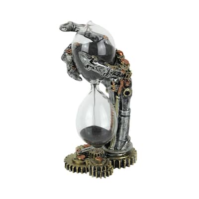 Creepy Steampunk Mechanical Skeleton Hand Hourglass Sand Timer - 6.25 X 3.25 X 2.75 inches