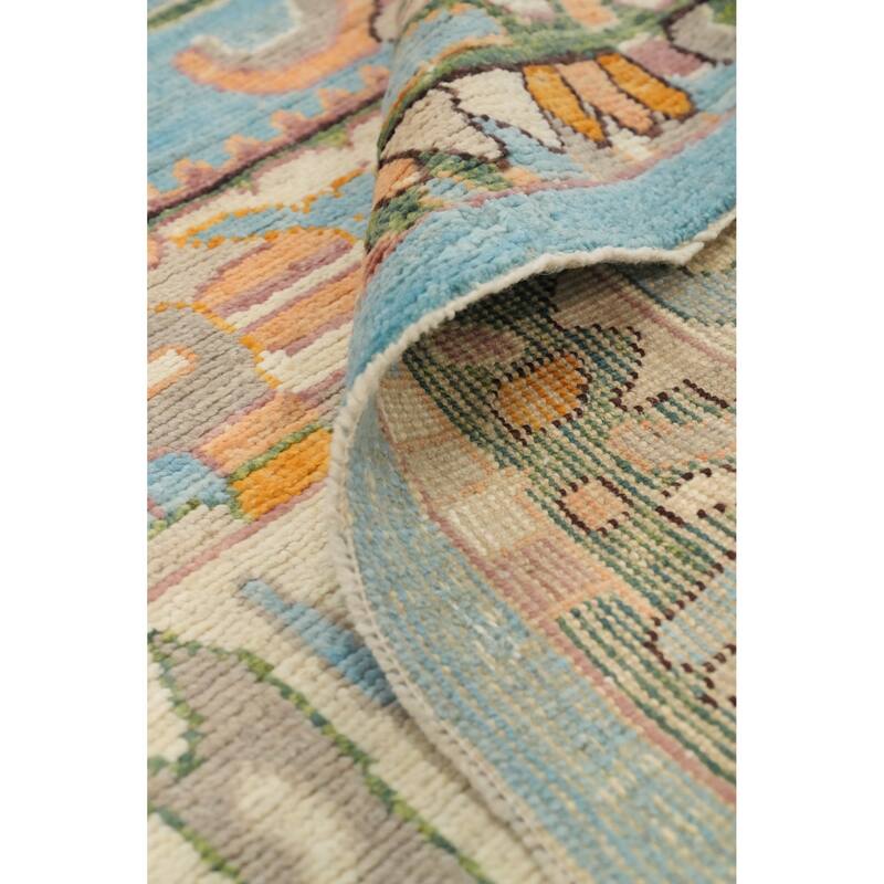 Hand Knotted Oriental 100% Wool Carpet Transitional Geometric Beige & Ivories Oushak Area Rug - 9' 11'' X 10' 1''