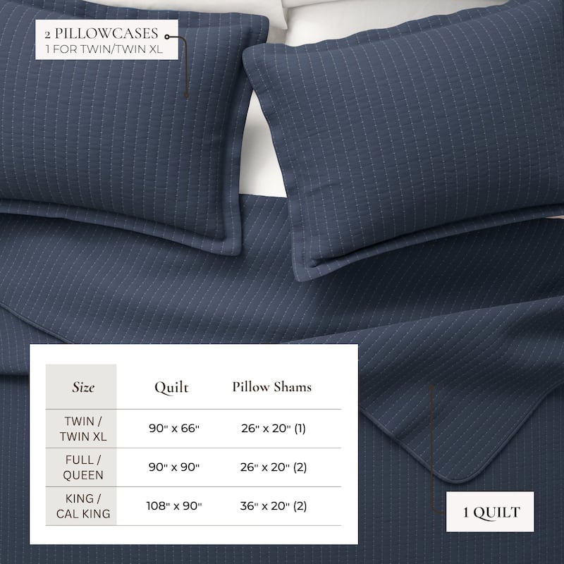 Linery & Co. Detailed Channel Stitch Microfiber Quilt Set With Shams.
